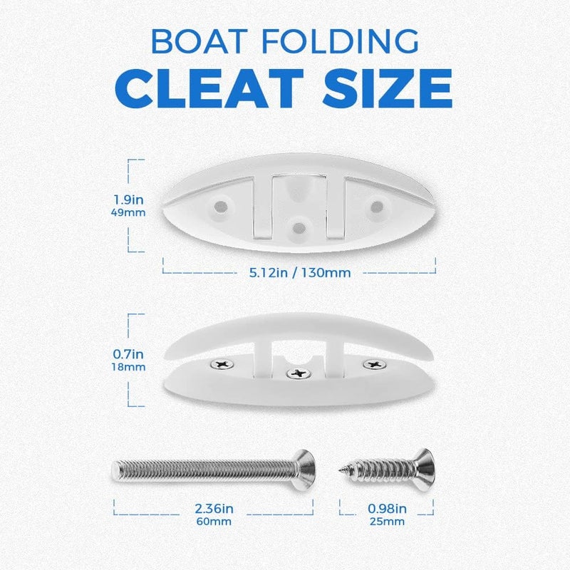 Yetaha Boat Folding Cleat, 4 Pack Flip Up Dock Mooring Cleat Marine Deck Rope Cleat Accessories with Mounting Screws for Boat Kayak, 5.12inch - Image 3